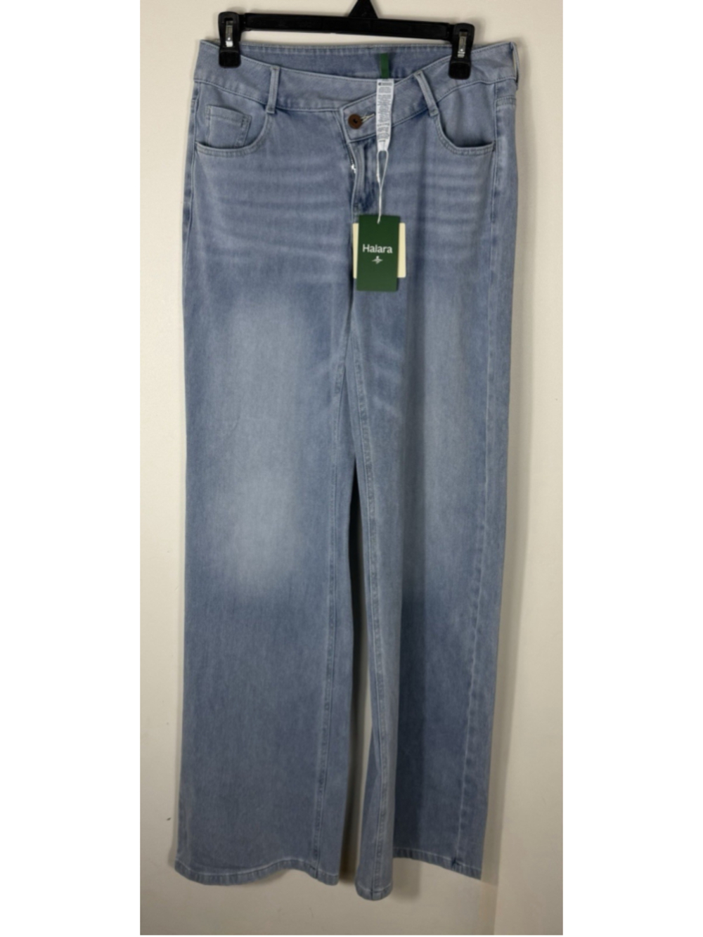 Halara Flex™ Asymmetric Jeans Low Rise Straight Leg Casual blue denim NWT XS